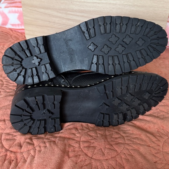 Sam Edelman Silver Studs Leather Black Zipper Combat Boots - Picture 12 of 12